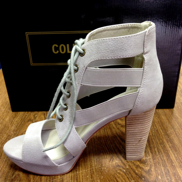 Gray faux leather Colin Stuart lace up heels - Picture 1 of 4